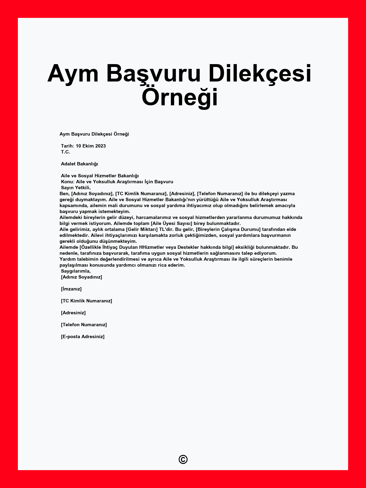 Aym Başvuru Dilekçesi Örneği