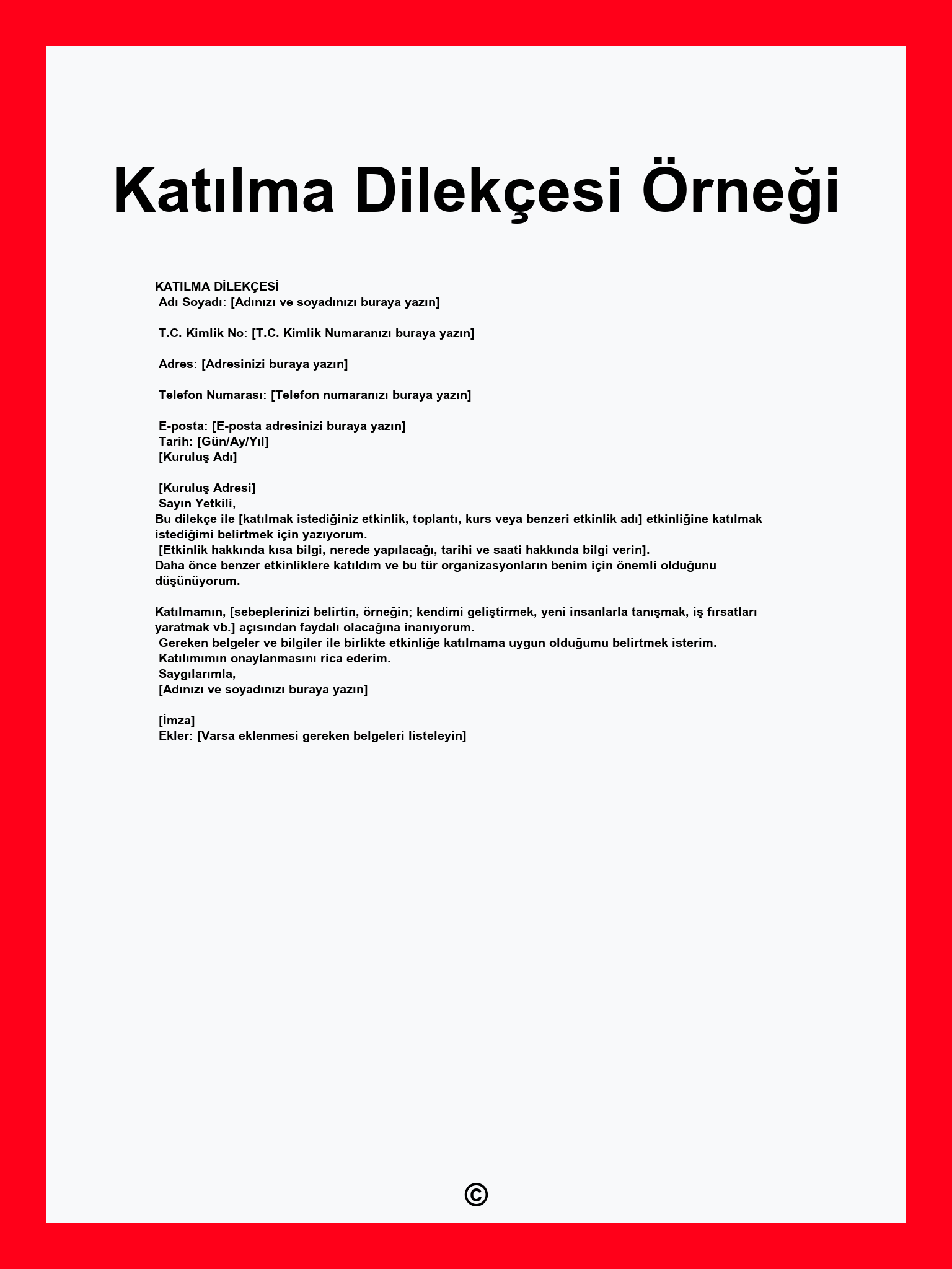 Katılma Dilekçesi Örneği