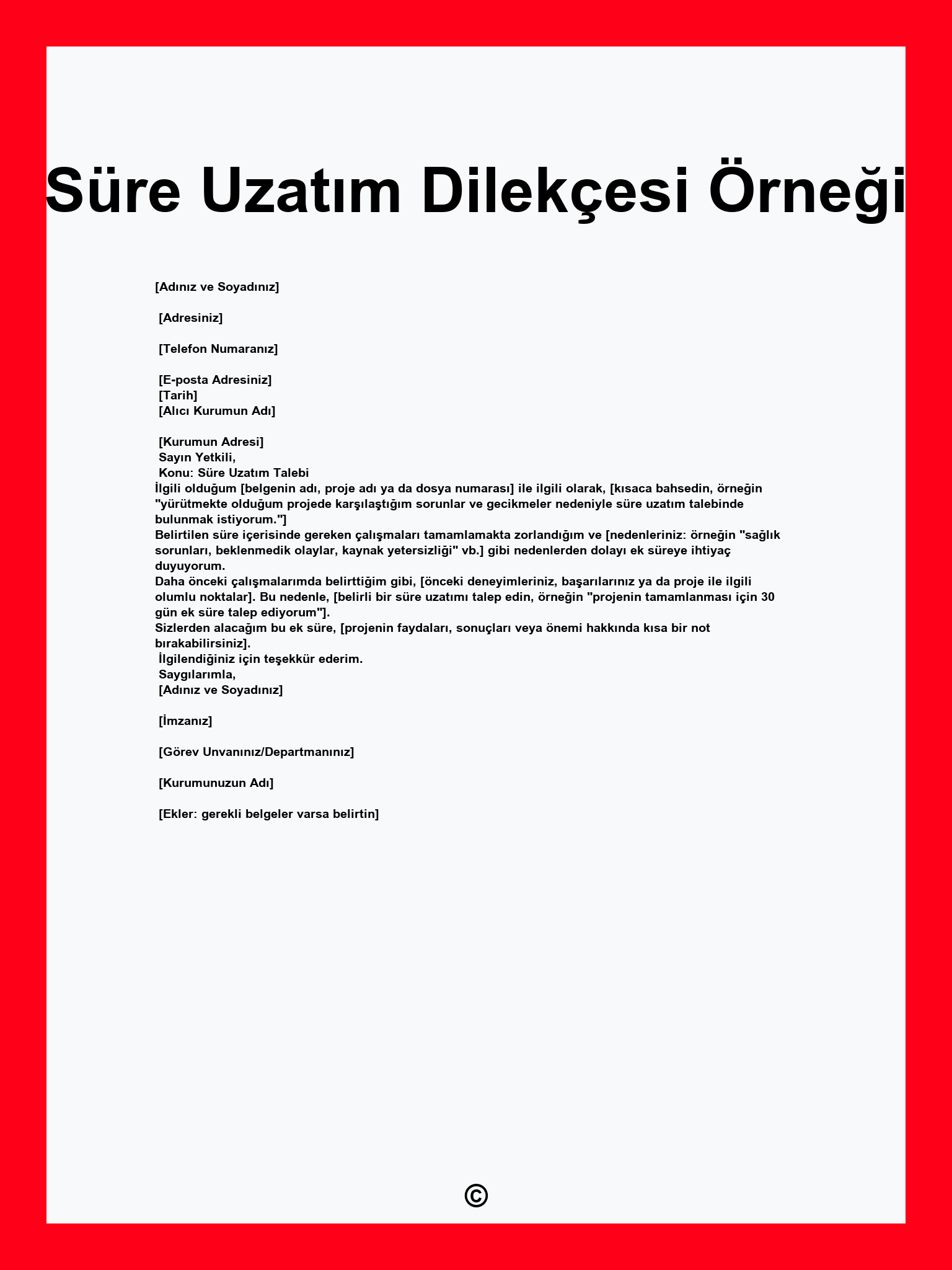 Süre Uzatım Dilekçesi Örneği